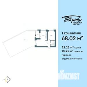 1-к квартира, строящийся дом, 68м2, 2/10 этаж