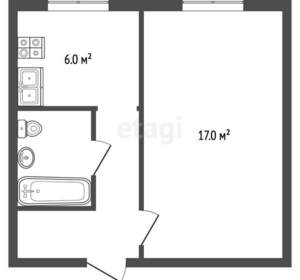 1-к квартира, вторичка, 30м2, 1/9 этаж