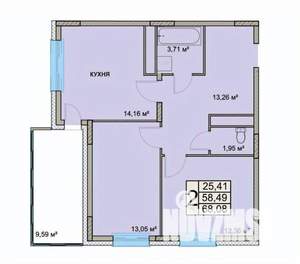 2-к квартира, вторичка, 68м2, 4/18 этаж