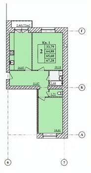 2-к квартира, строящийся дом, 67м2, 2/3 этаж