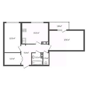 2-к квартира, вторичка, 64м2, 4/10 этаж