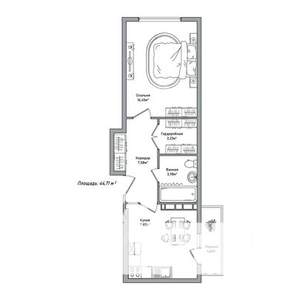 1-к квартира, вторичка, 45м2, 6/14 этаж