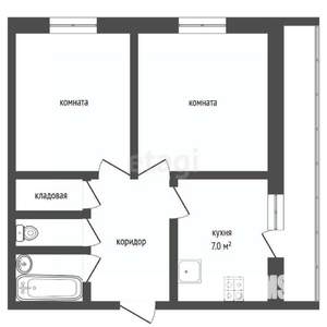 2-к квартира, вторичка, 49м2, 7/12 этаж