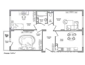 3-к квартира, вторичка, 75м2, 5/10 этаж