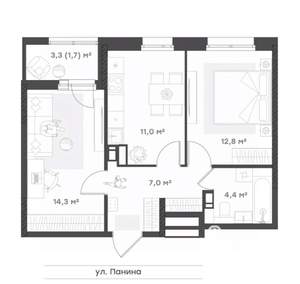 2-к квартира, вторичка, 51м2, 12/18 этаж