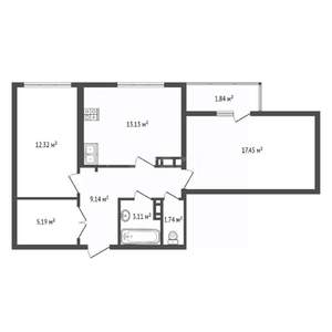 2-к квартира, вторичка, 64м2, 7/10 этаж