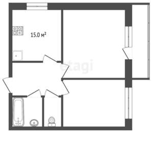 2-к квартира, вторичка, 62м2, 11/12 этаж