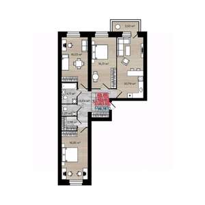 3-к квартира, вторичка, 94м2, 3/8 этаж