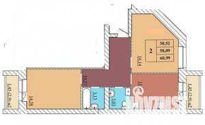 2-к квартира, строящийся дом, 61м2, 1/5 этаж