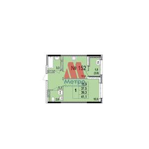 1-к квартира, строящийся дом, 39м2, 11/18 этаж