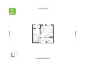 2-к квартира, вторичка, 44м2, 11/18 этаж
