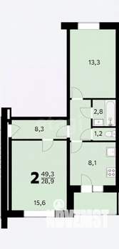 2-к квартира, вторичка, 57м2, 8/10 этаж