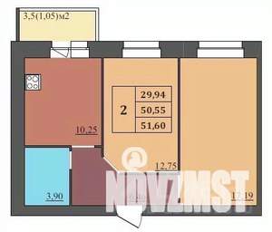 2-к квартира, строящийся дом, 52м2, 9/9 этаж