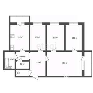 4-к квартира, вторичка, 84м2, 2/5 этаж