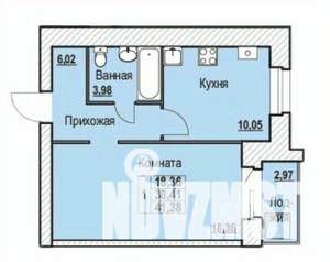 1-к квартира, вторичка, 41м2, 2/10 этаж