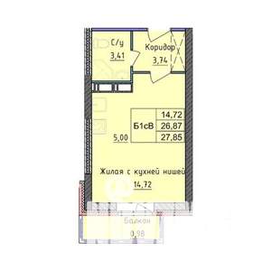 Студия квартира, вторичка, 28м2, 14/18 этаж