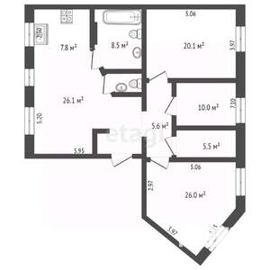 3-к квартира, вторичка, 113м2, 2/5 этаж