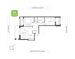 3-к квартира, вторичка, 64м2, 2/18 этаж