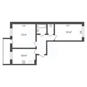 2-к квартира, вторичка, 55м2, 2/17 этаж