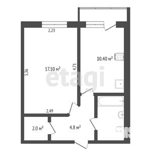 1-к квартира, вторичка, 43м2, 7/10 этаж