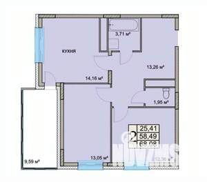 2-к квартира, вторичка, 68м2, 2/18 этаж