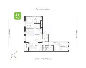 3-к квартира, вторичка, 86м2, 5/18 этаж