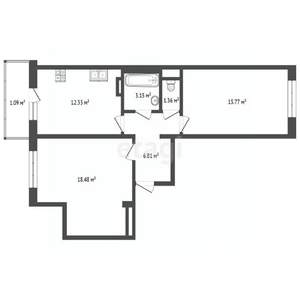 2-к квартира, вторичка, 59м2, 8/17 этаж