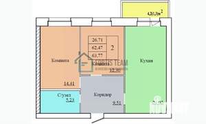 2-к квартира, вторичка, 64м2, 11/12 этаж