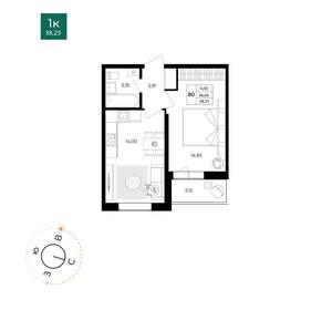 1-к квартира, вторичка, 37м2, 8/17 этаж