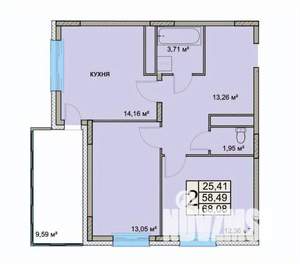 2-к квартира, вторичка, 68м2, 16/18 этаж