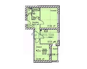 2-к квартира, строящийся дом, 61м2, 5/8 этаж