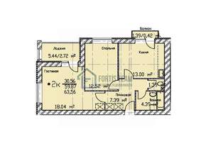 2-к квартира, вторичка, 60м2, 8/8 этаж
