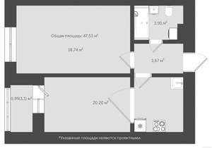 1-к квартира, вторичка, 51м2, 14/18 этаж