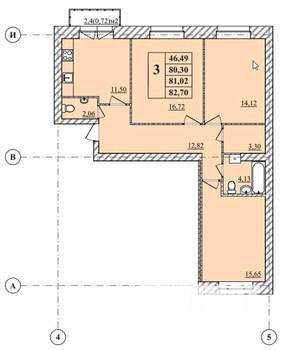 3-к квартира, строящийся дом, 83м2, 1/3 этаж