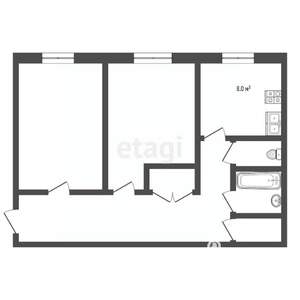 2-к квартира, вторичка, 59м2, 2/4 этаж