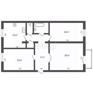 3-к квартира, вторичка, 85м2, 2/2 этаж