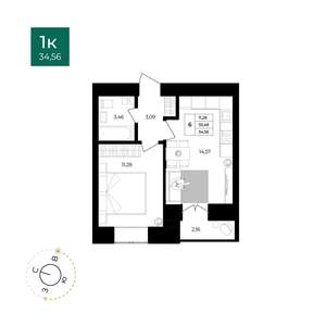 1-к квартира, вторичка, 35м2, 1/9 этаж