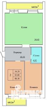 2-к квартира, вторичка, 88м2, 1/12 этаж