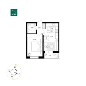 1-к квартира, вторичка, 36м2, 6/17 этаж