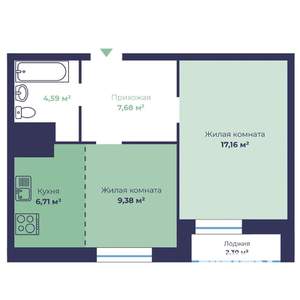 2-к квартира, вторичка, 47м2, 10/18 этаж