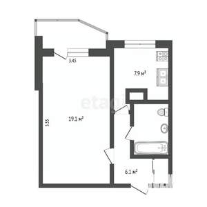 1-к квартира, вторичка, 37м2, 13/17 этаж