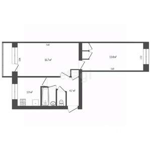 2-к квартира, вторичка, 45м2, 5/5 этаж