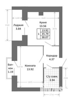 1-к квартира, вторичка, 41м2, 5/5 этаж