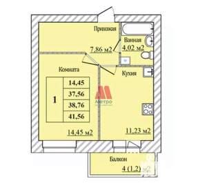 1-к квартира, вторичка, 39м2, 8/8 этаж