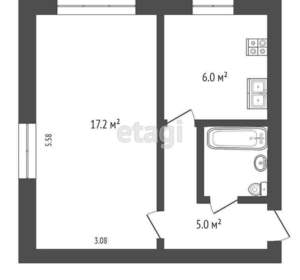 1-к квартира, вторичка, 30м2, 4/5 этаж