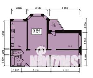 3-к квартира, строящийся дом, 84м2, 4/10 этаж
