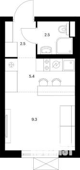 Студия квартира, вторичка, 20м2, 5/17 этаж