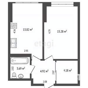 1-к квартира, вторичка, 43м2, 16/24 этаж