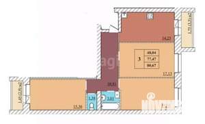 3-к квартира, сданный дом, 81м2, 1/5 этаж