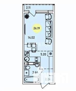 Студия квартира, вторичка, 26м2, 7/9 этаж